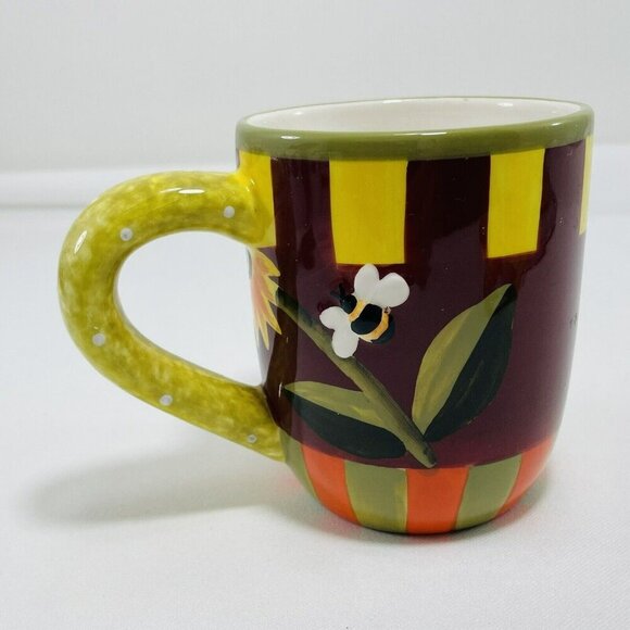 Dotti Potts Sandra Silberman Sunflower Mug Flower Bee 3D Garden Spring Summer - Picture 2 of 10